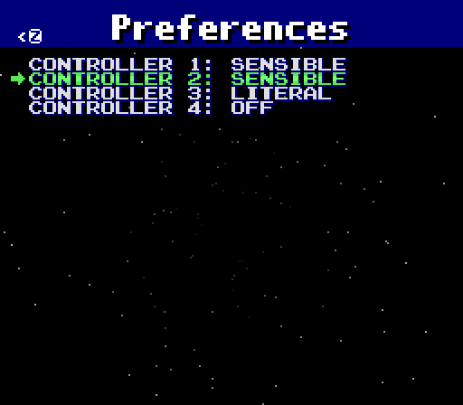 The preferences menu