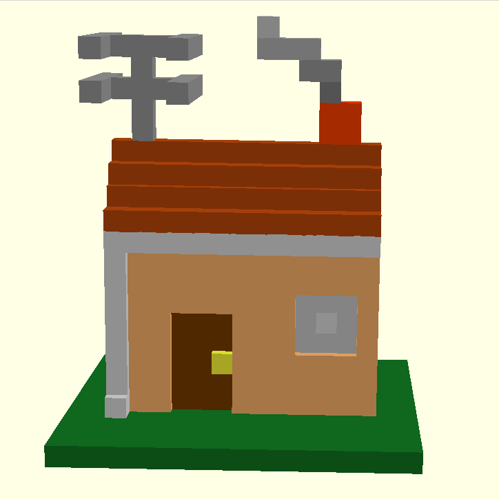 House rendered in OpenSCAD from the sheetstruder export