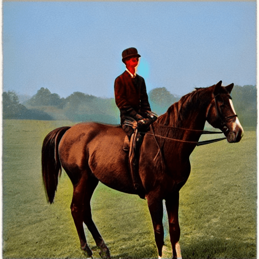 a man on a horse, black and white but colorized with DeOldify